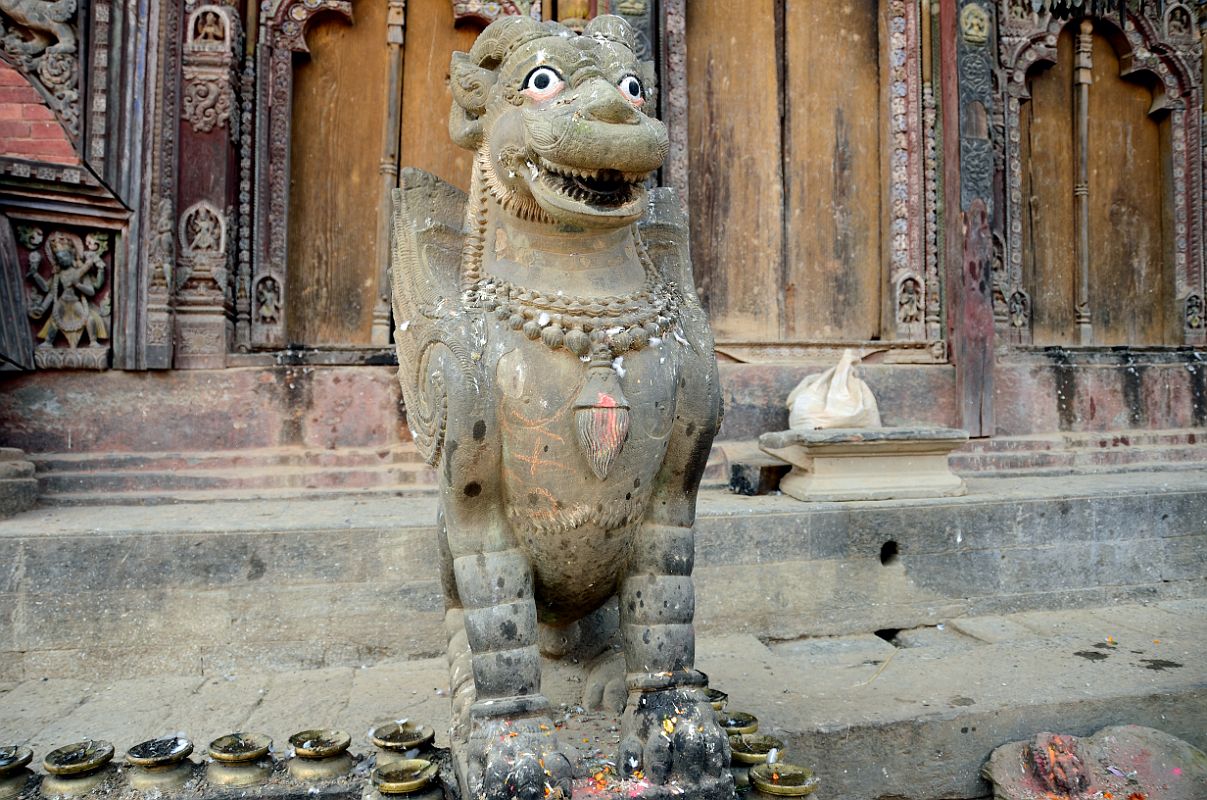 Kathmandu Changu Narayan 27 Mythical Winged Lion Guards North Entrance To Changu Narayan Temple The northern entrance of the Changu Narayan Temple is guarded by a mythical winged lion.